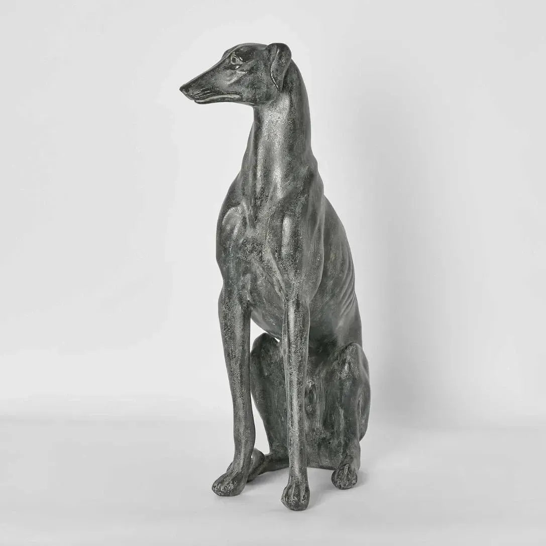 Lino Dog Sculpture Sitting Black-Decor Items-Florabelle-The Bay Room