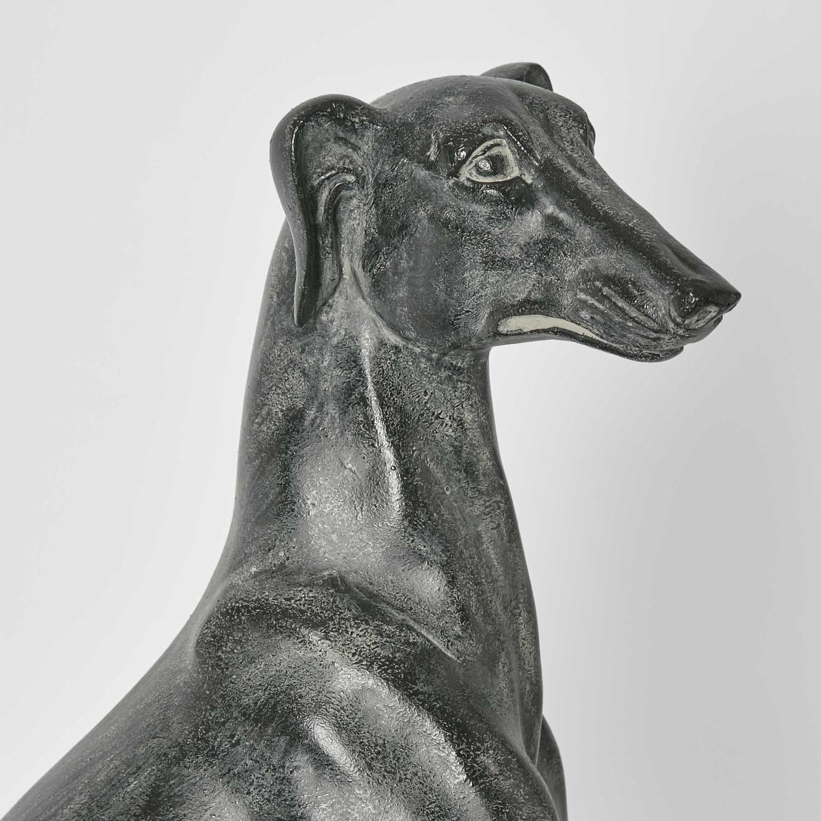 Lino Dog Sculpture Sitting Black-Decor Items-Florabelle-The Bay Room