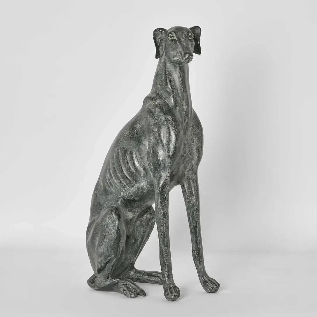 Lino Dog Sculpture Sitting Black-Decor Items-Florabelle-The Bay Room