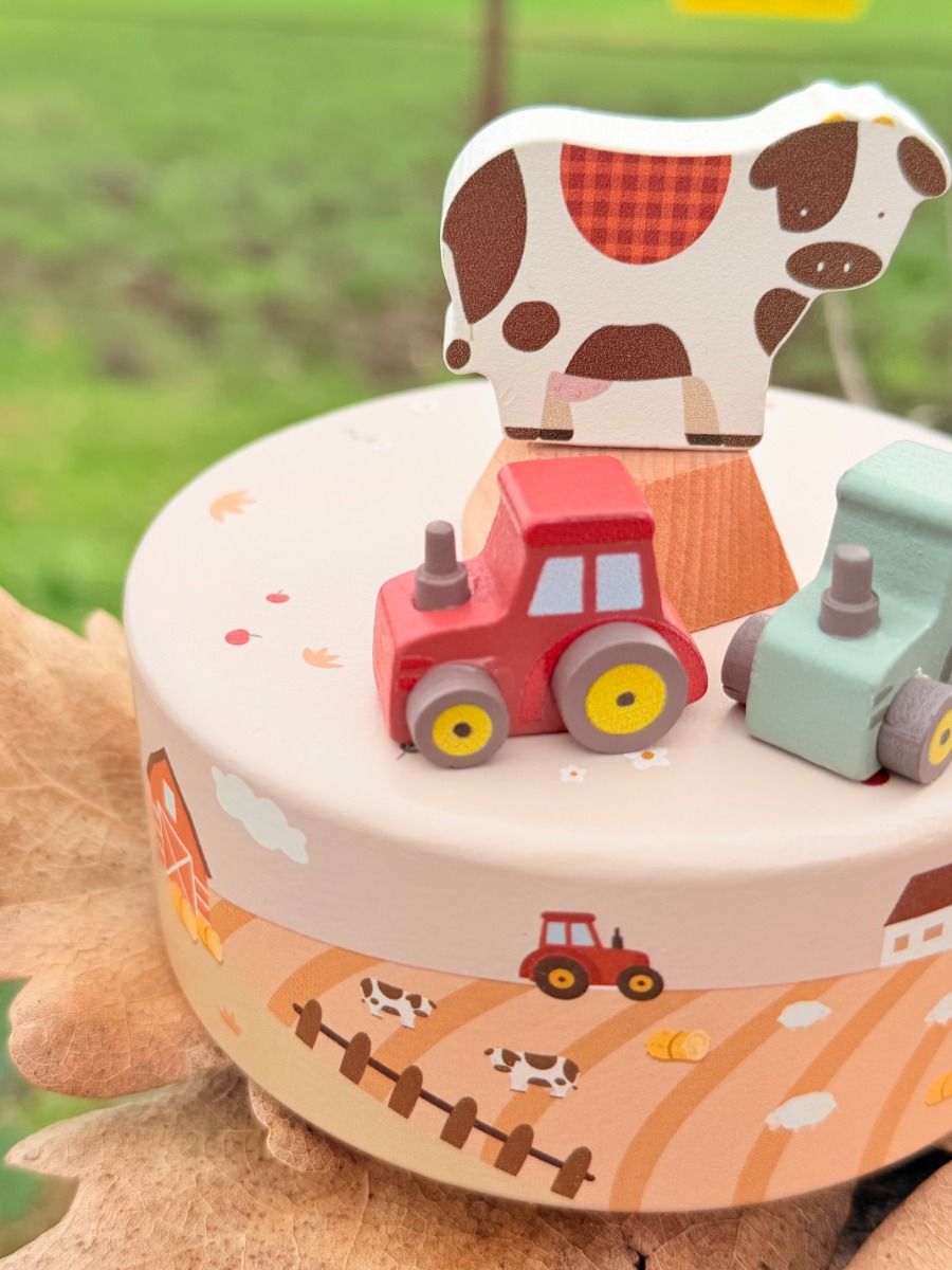 Little Farm Wooden Music Box 2 Tractors-Toys-ToysLink-The Bay Room