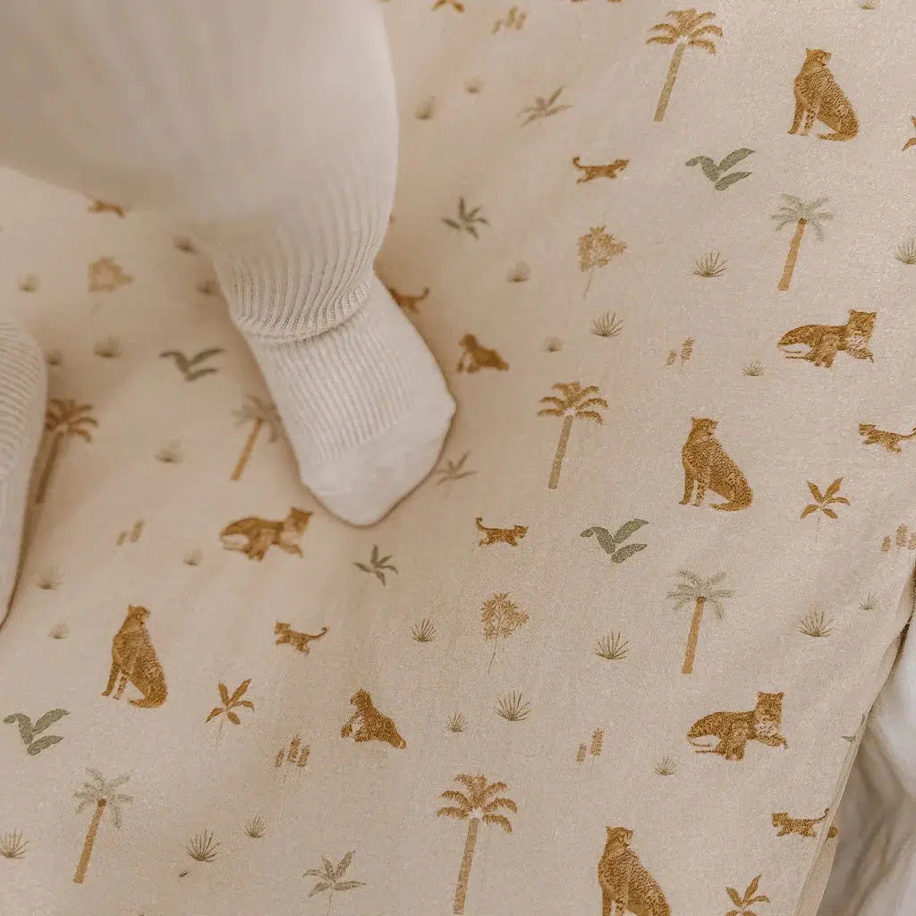 Little Leopards Organic Fitted Cot Sheet-Nursery & Nurture-Fox & Fallow-The Bay Room