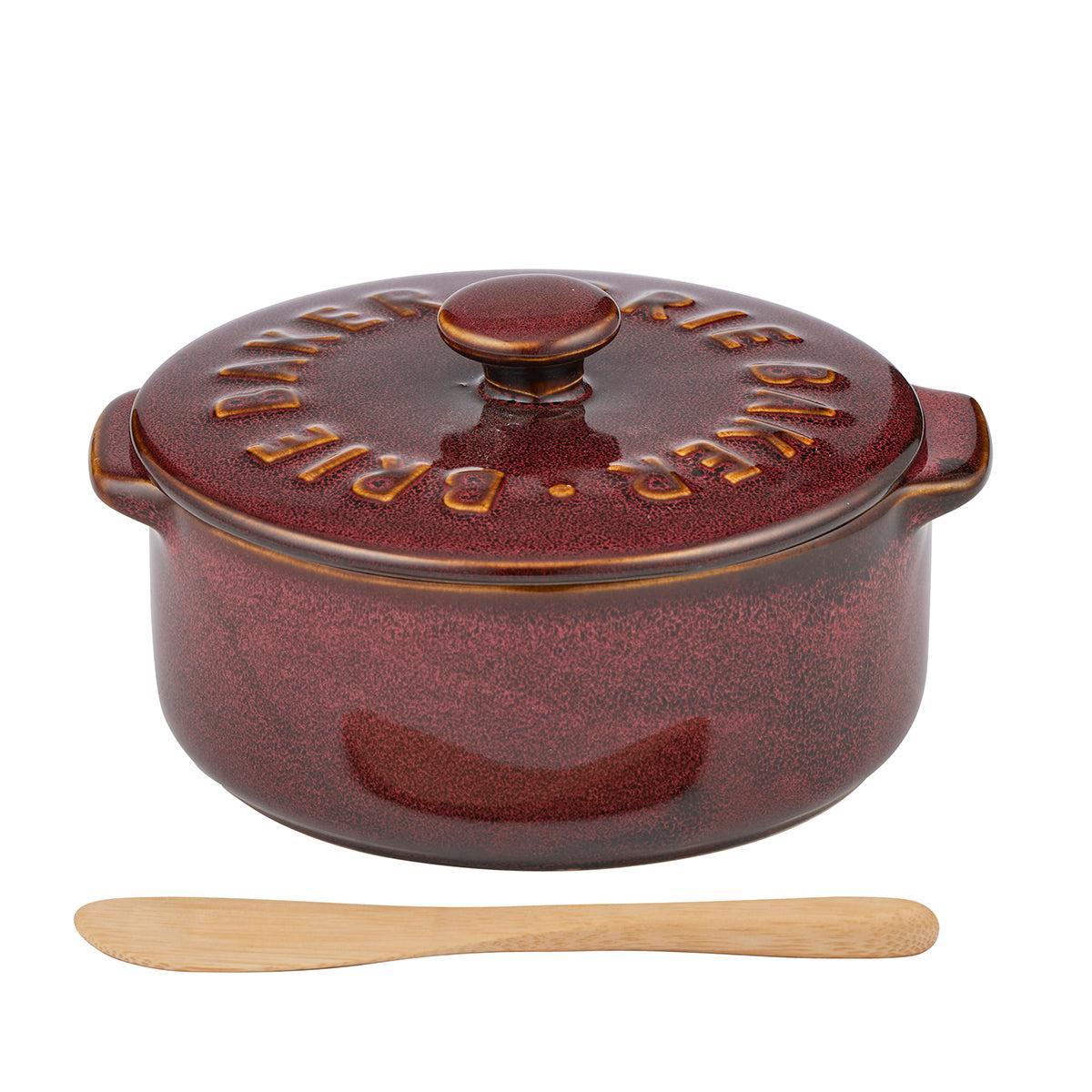 Loire Ceramic Brie Baker 13.5x16x7.5cm Burgundy-Kitchenware-Coast To Coast Home-The Bay Room