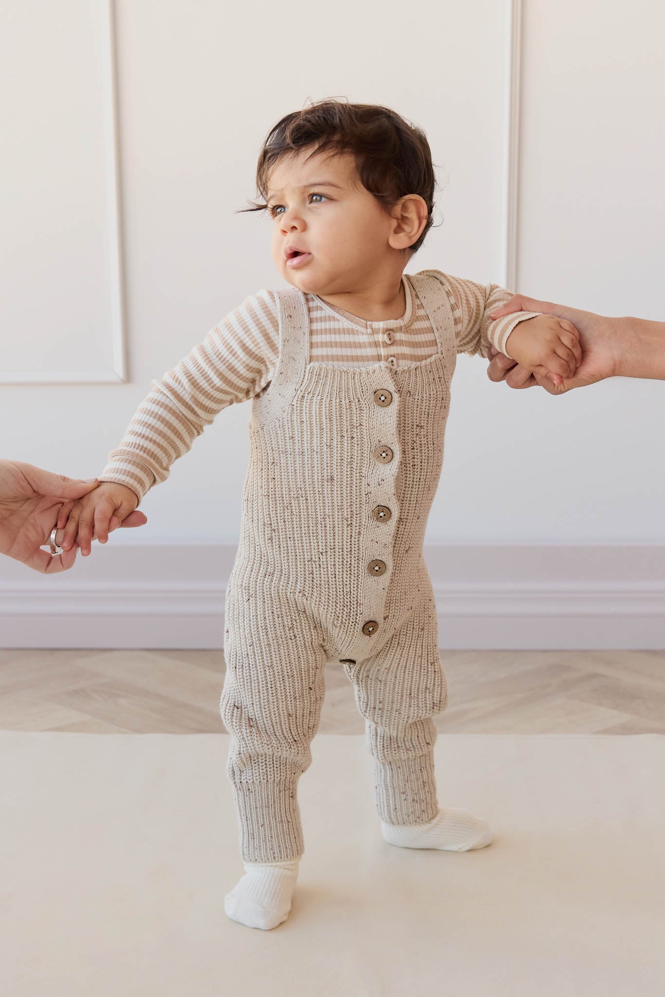 London Knitted Playsuit - Oatmeal Little Fawn Elk Fleck-General-Jamie Kay-The Bay Room