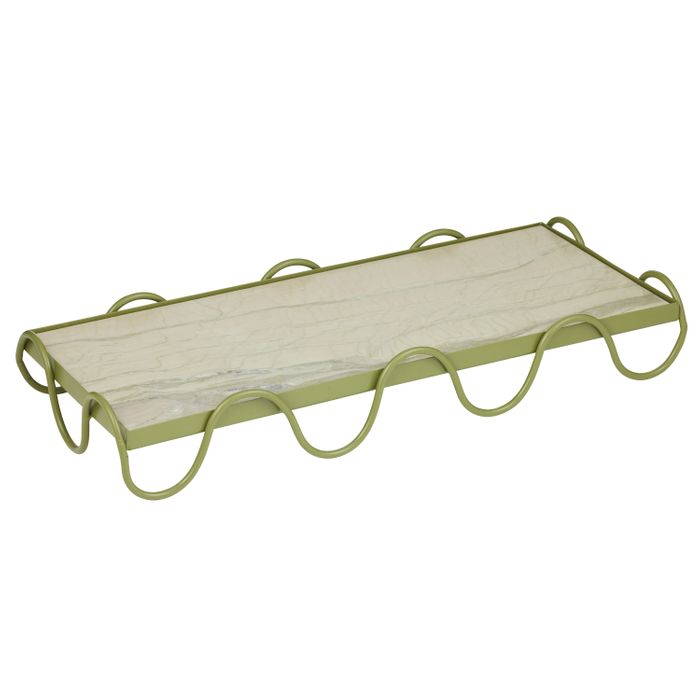 Loren Marble/Metal Tray 20x40x6cm Green-Dining & Entertaining-Coast To Coast Home-The Bay Room