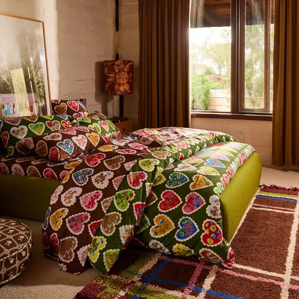 Loretta Cotton Quilt Cover - Hunter Green-Soft Furnishings-Sage & Clare-The Bay Room