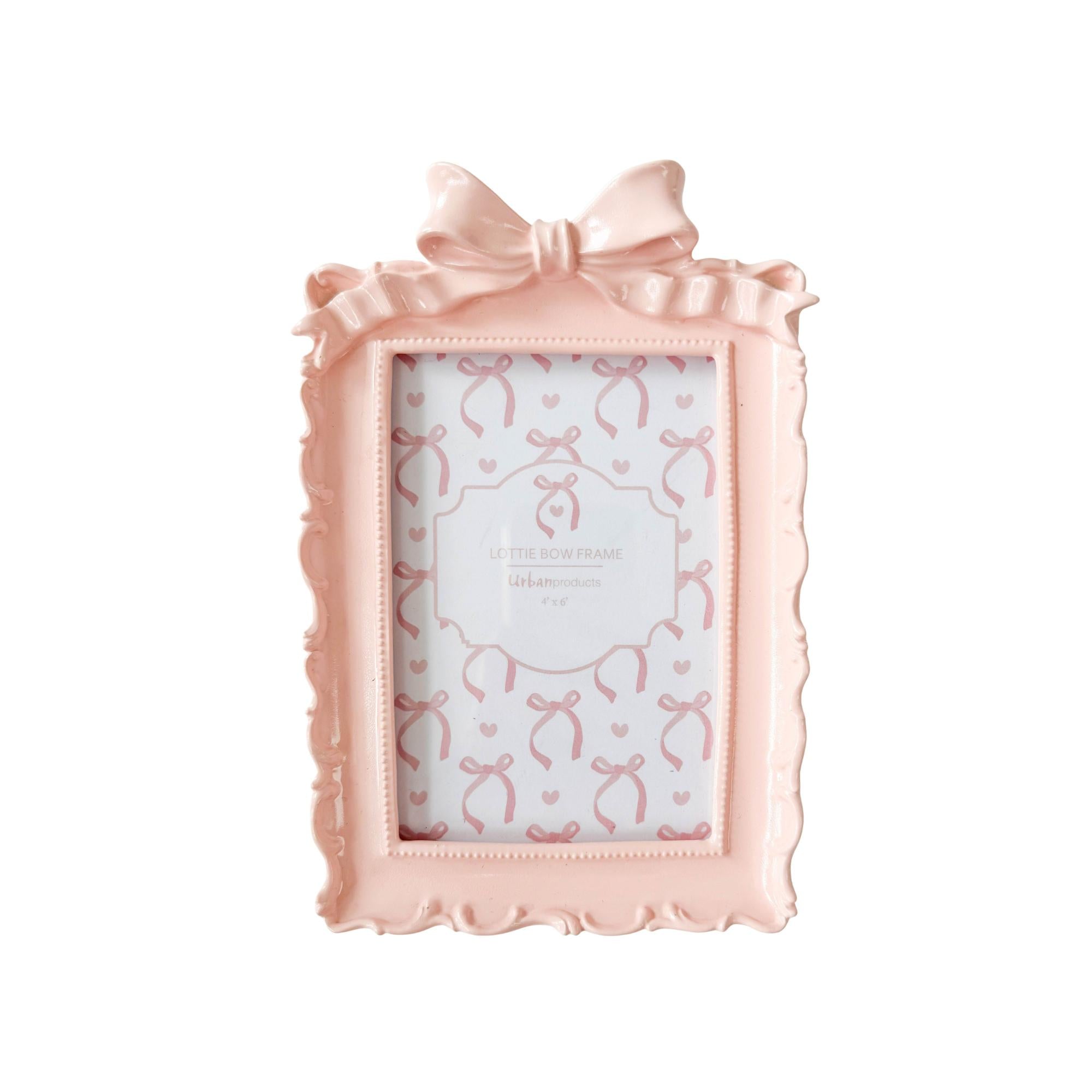 Lotti Bow Frame Pink 4x6"-Decor Items-Urban Products-The Bay Room