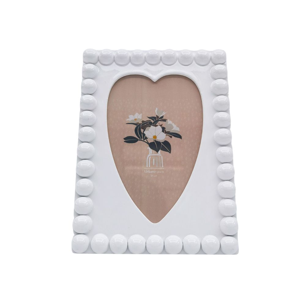 Lotti Heart Photo Frame White 4x6"-Decor Items-Urban Products-The Bay Room