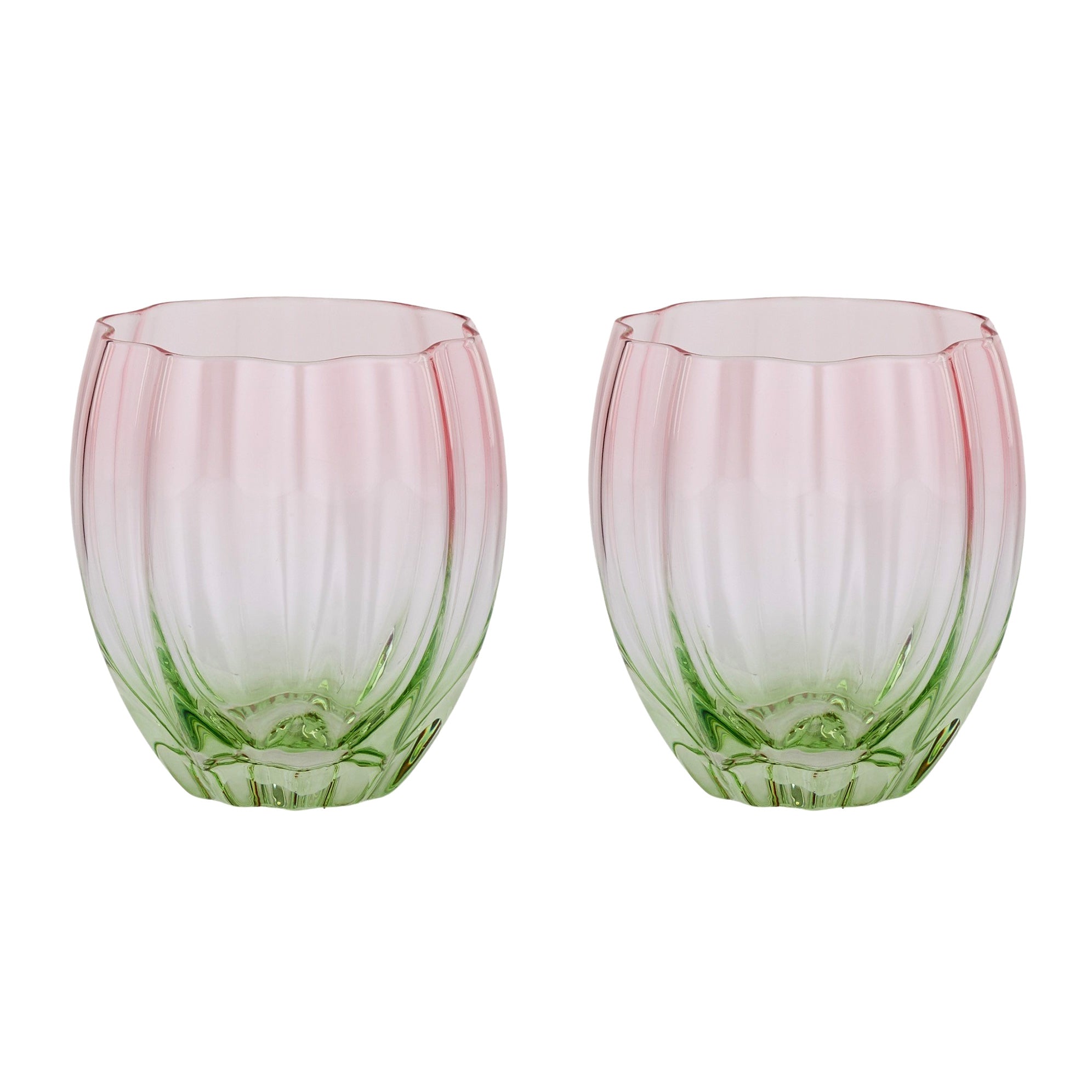 Lotti Set/2 Tulip Tumbler Glass 8x4x10cm Pink/Green-Dining & Entertaining-Coast To Coast Home-The Bay Room