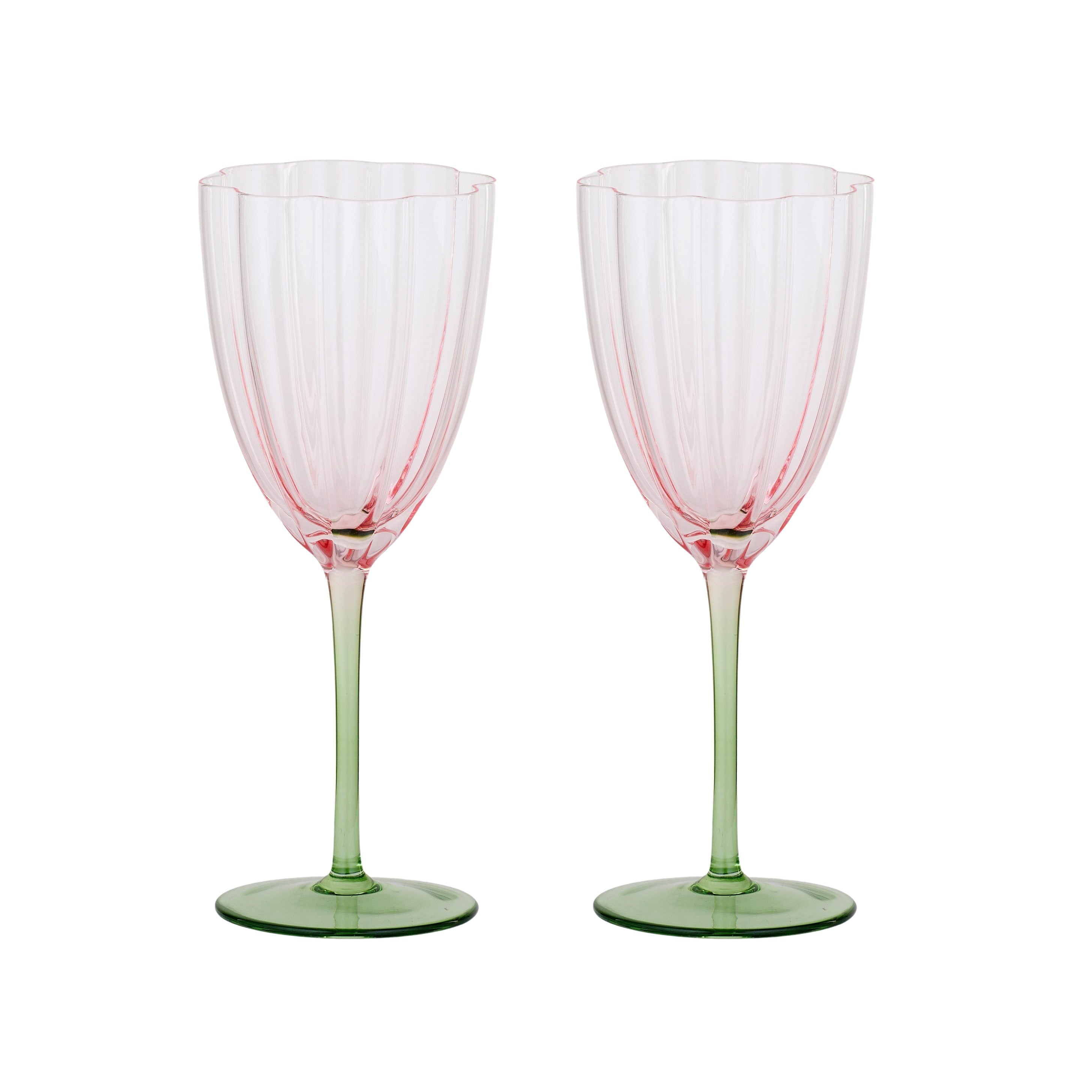 Lotti Set/2 Tulip Wine Glass 8x22cm Pink/Green-Dining & Entertaining-Coast To Coast Home-The Bay Room