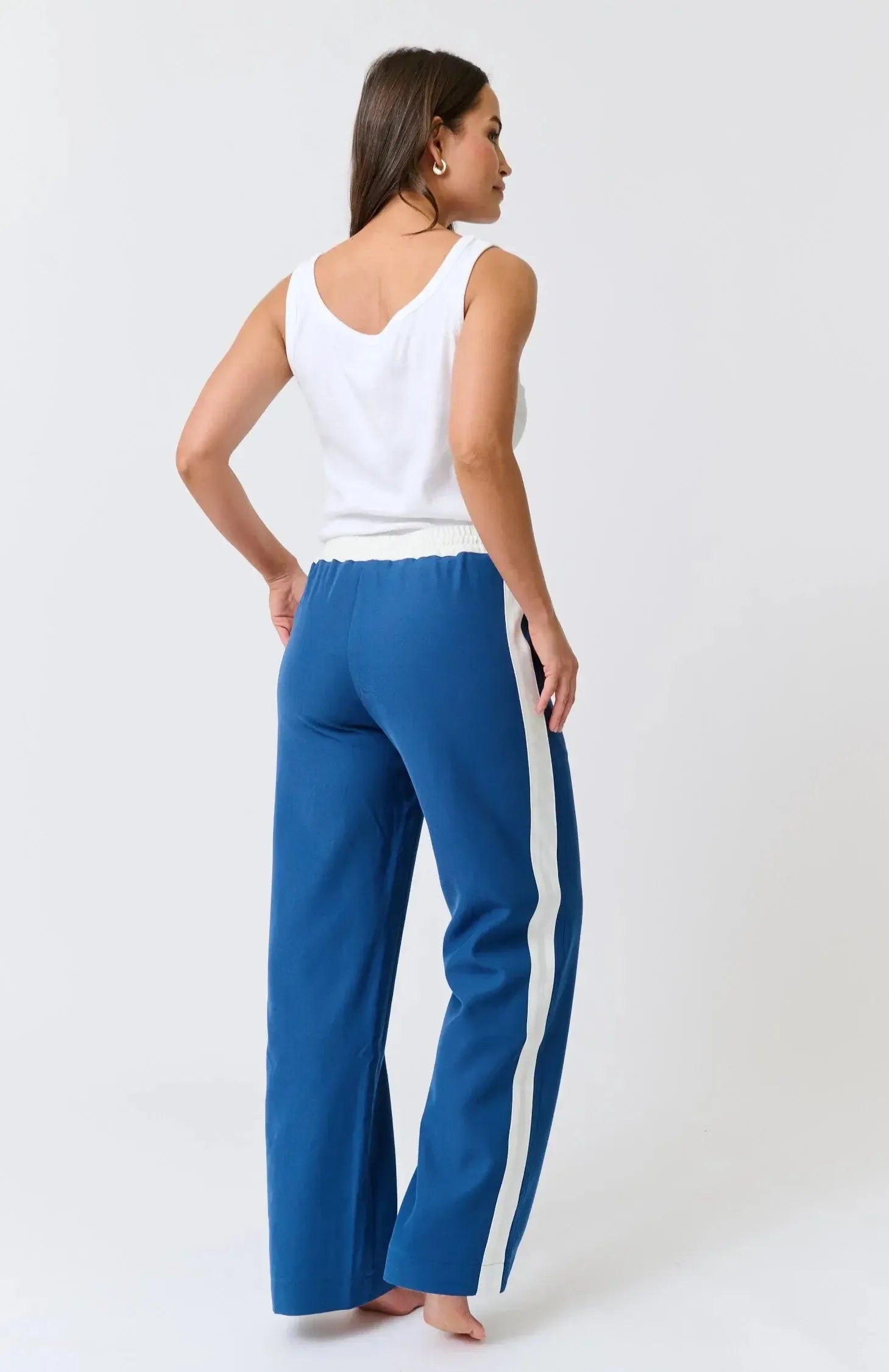 Lottie Pant - Navy/White-Pants-Cartel & Willow-The Bay Room