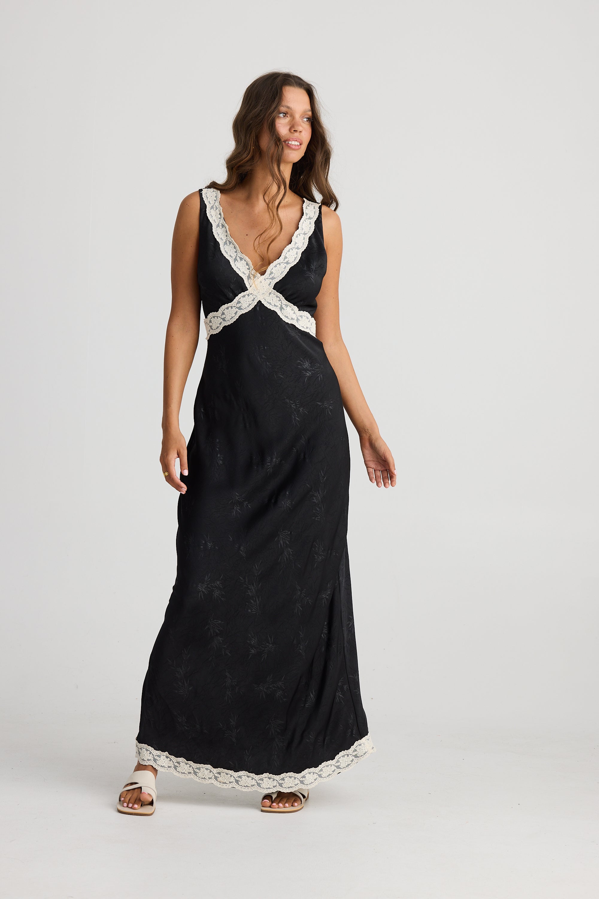 Luca Dress - Black Jacquard-Dresses-Talisman-The Bay Room