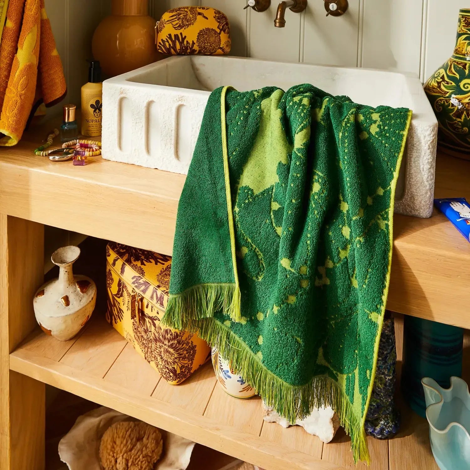 Lucia Hand Towel - Kelp-Soft Furnishings-Sage & Clare-The Bay Room