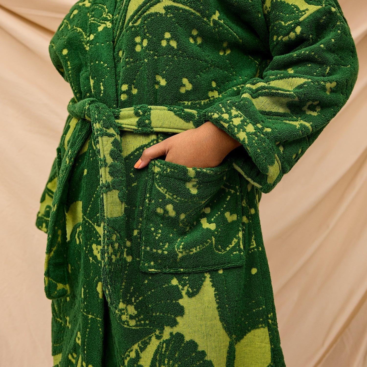 Lucia Towelling Robe - Kelp-Sleepwear & Robes-Sage & Clare-The Bay Room