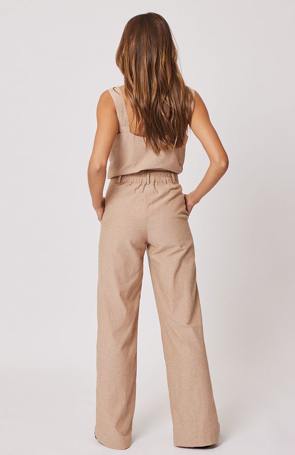 Lucia Trouser - Almond Chambray-Pants-Cartel & Willow-The Bay Room