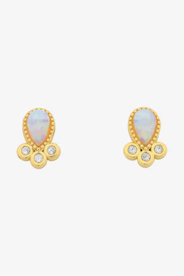 Lucy Gold Opal Earring-Jewellery-Liberte-The Bay Room