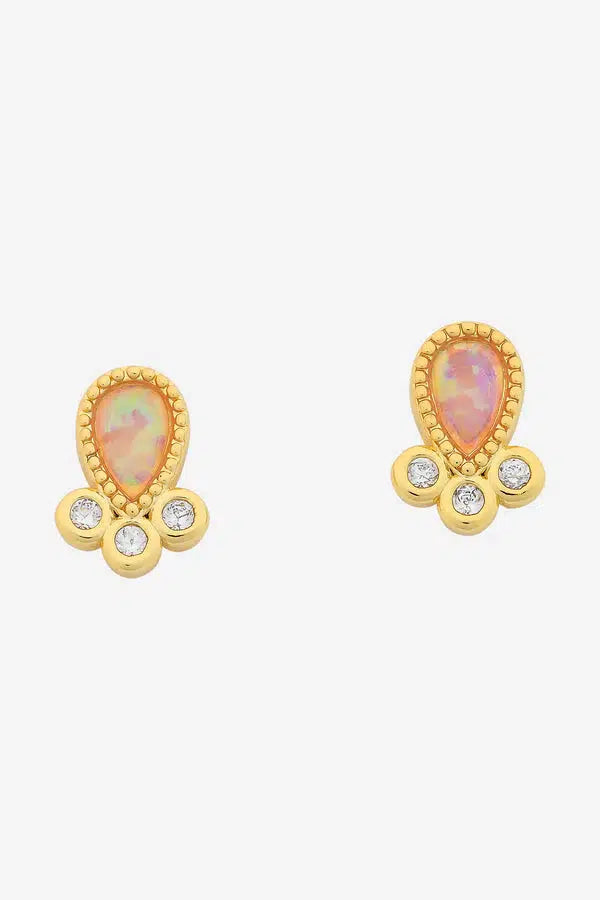 Lucy Gold Pink Earring-Jewellery-Liberte-The Bay Room