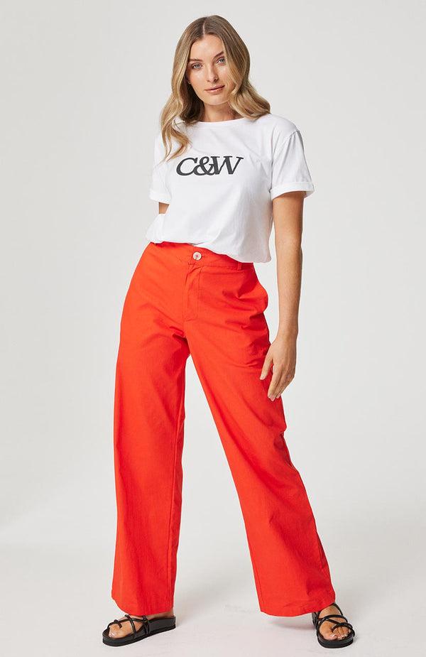 Lucy Trouser - Campari-Pants-Cartel & Willow-The Bay Room