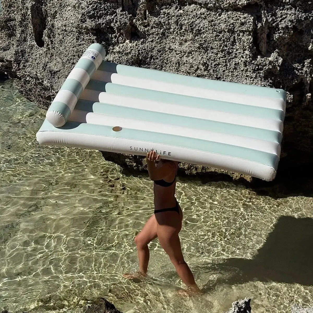 Luxe Lilo Green Stripe-Travel & Outdoors-Sunny Life-The Bay Room