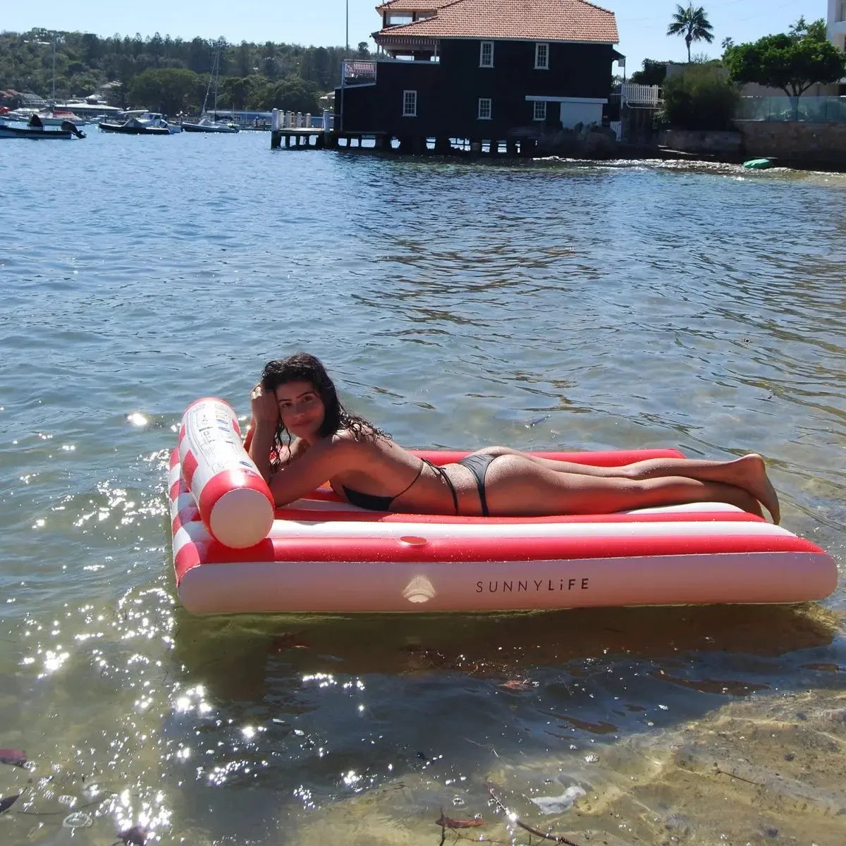 Luxe Lilo Tomato Red Stripe-Travel & Outdoors-Sunny Life-The Bay Room