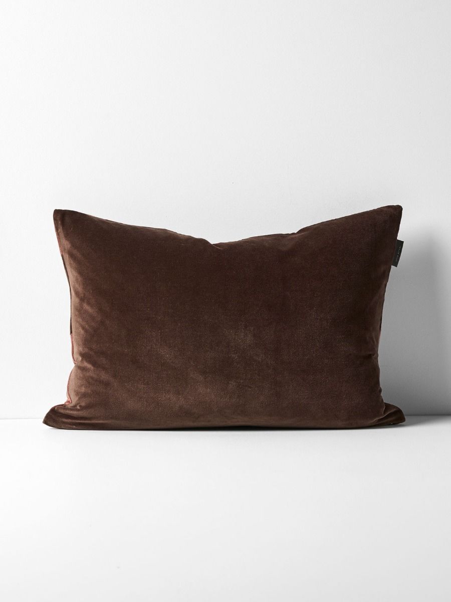 Luxury Velvet Striped Cushion in Chocolate /Clove 40x60cm-Soft Furnishings-Aura Home-The Bay Room