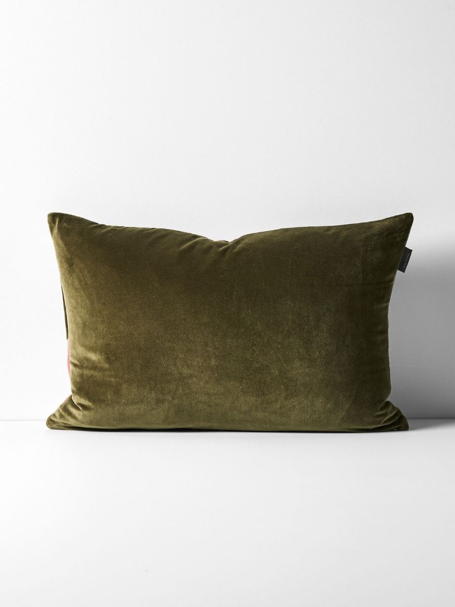 Luxury Velvet Striped Cushion in Orchid/Caper 40x60cm-Soft Furnishings-Aura Home-The Bay Room