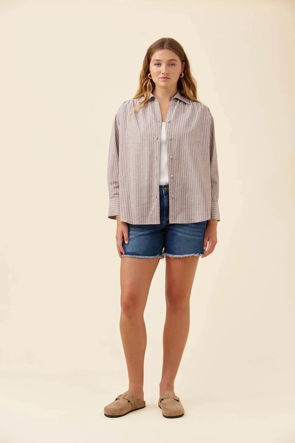 Lyndell Shirt - Taupe-Tops-Isle Of Mine-The Bay Room