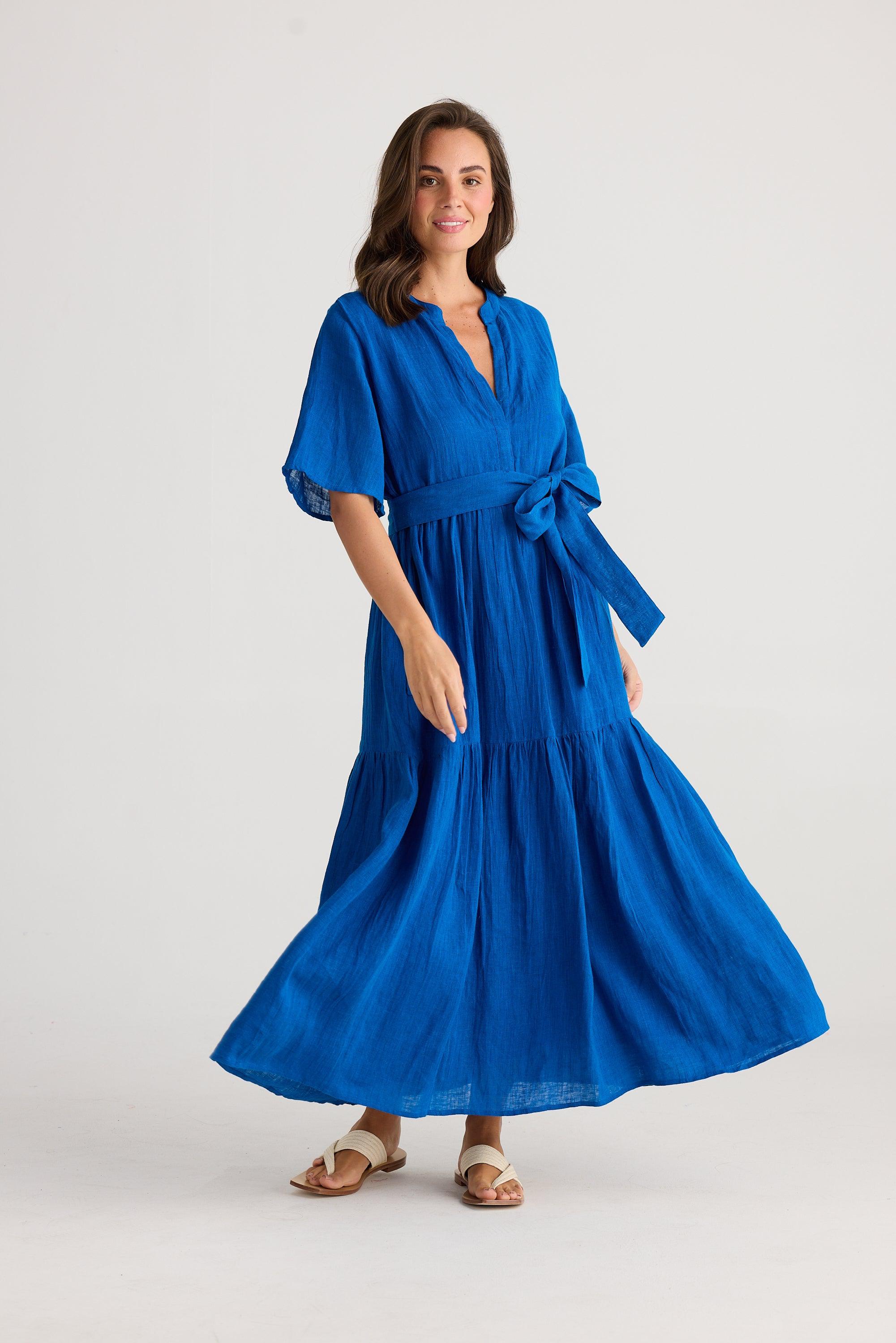 Lynwood Dress - Sapphire Gauze-Dresses-Holiday-The Bay Room