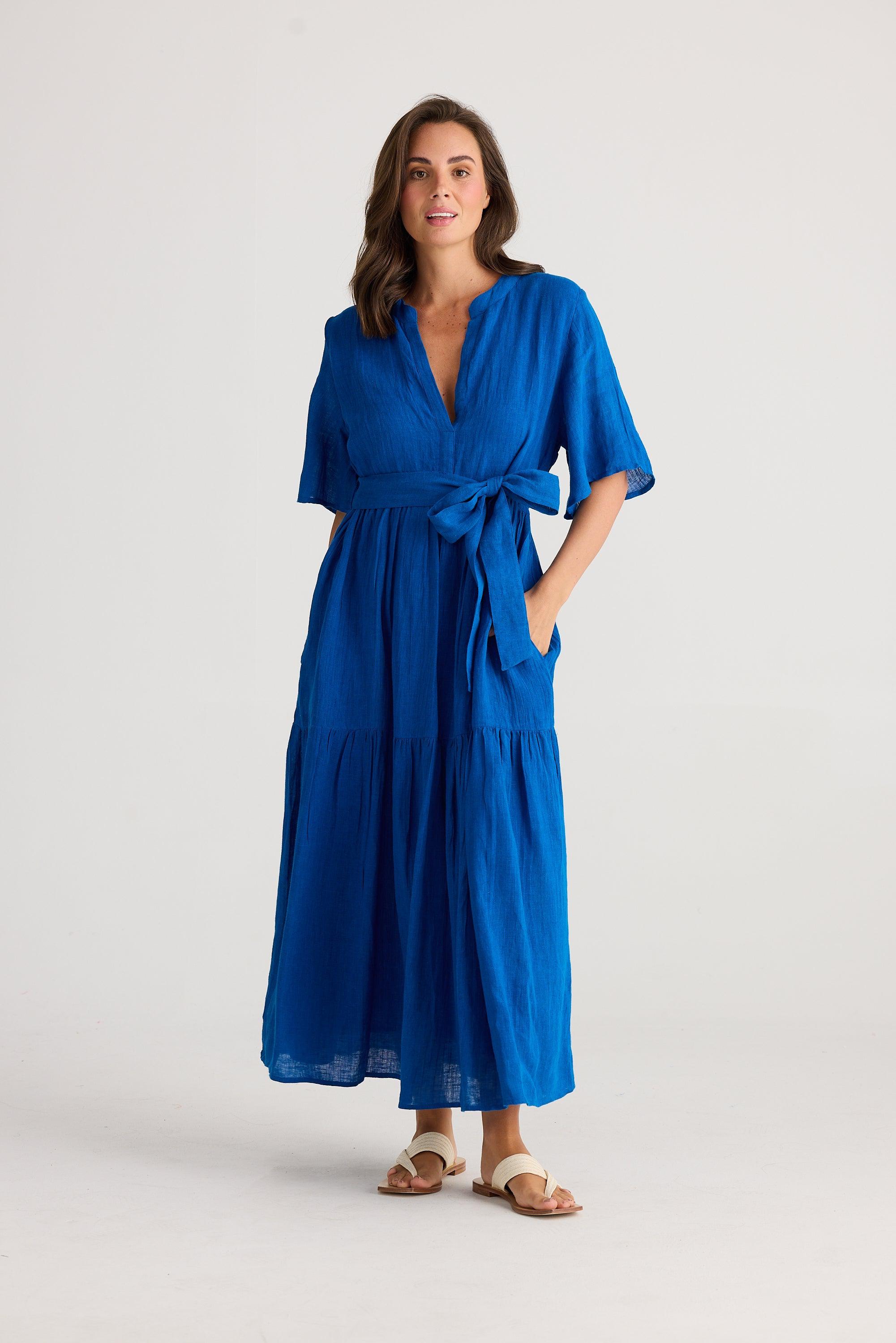 Lynwood Dress - Sapphire Gauze-Dresses-Holiday-The Bay Room