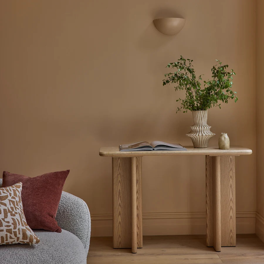 Carlyle Brown Marble/Oak Console Table 120x35x80cm