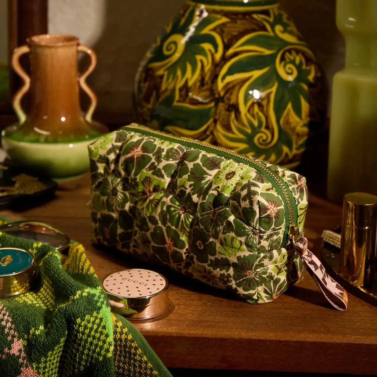 Magnolia Travel Pouch - Cactus Green-Beauty & Well-Being-Sage & Clare-The Bay Room