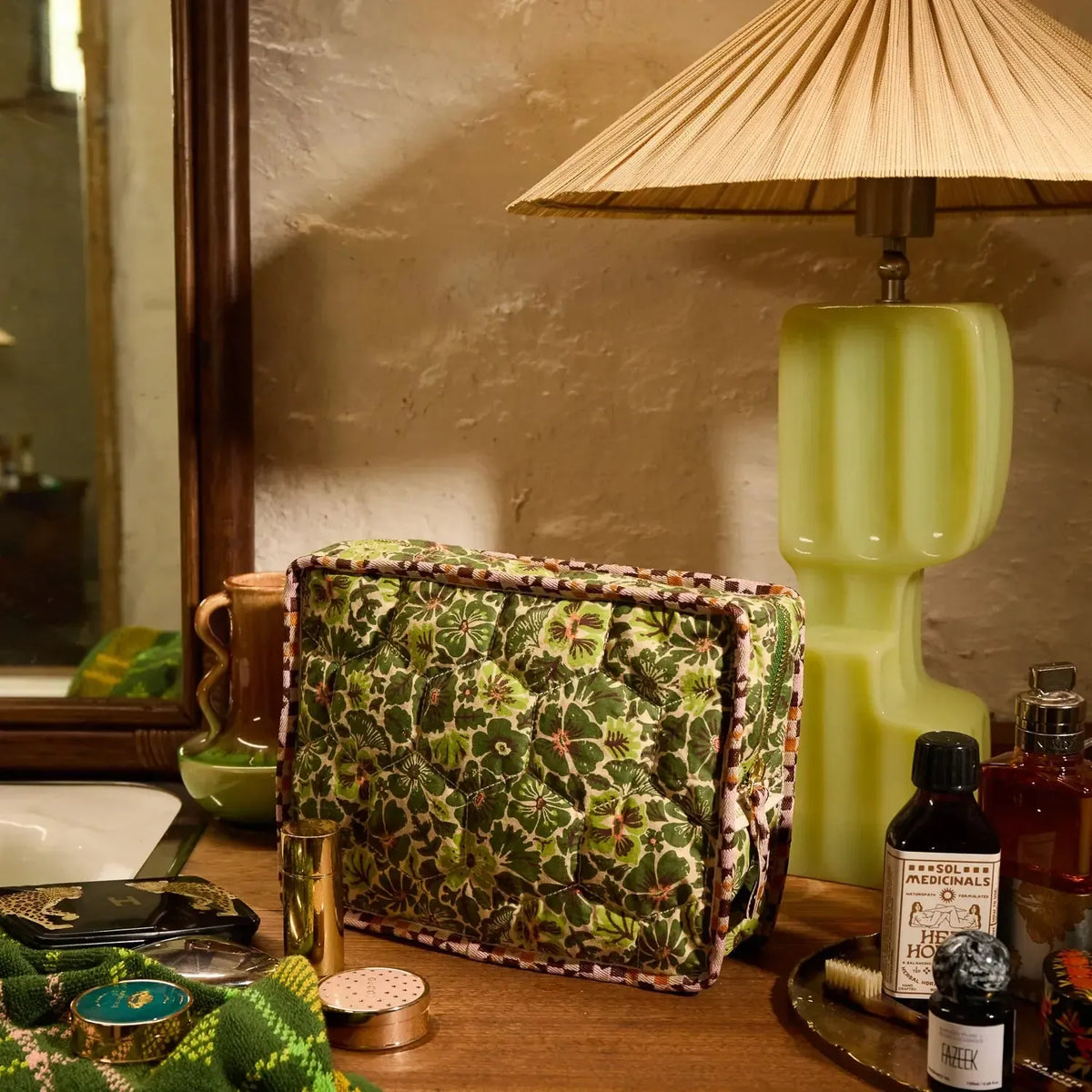 Magnolia Vanity Bag - Cactus Green-Beauty & Well-Being-Sage & Clare-The Bay Room