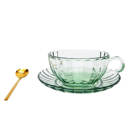 Maisy Glass Tea Cup Set Green 14cm-Dining & Entertaining-Urban Products-The Bay Room