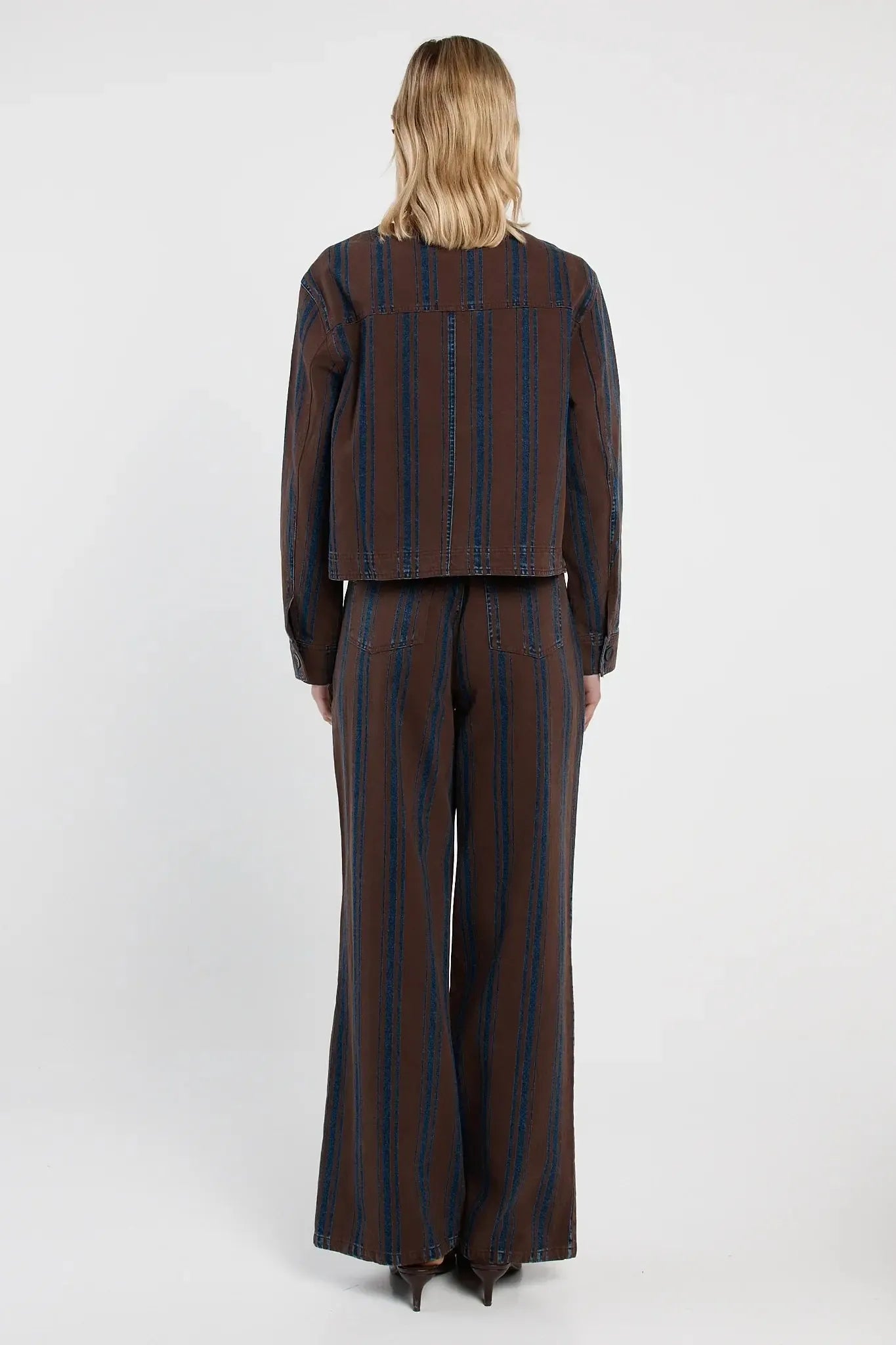 Maja Stripe Jacket - Choc/Rinse-Jackets , Coats & Vests-SASS-The Bay Room