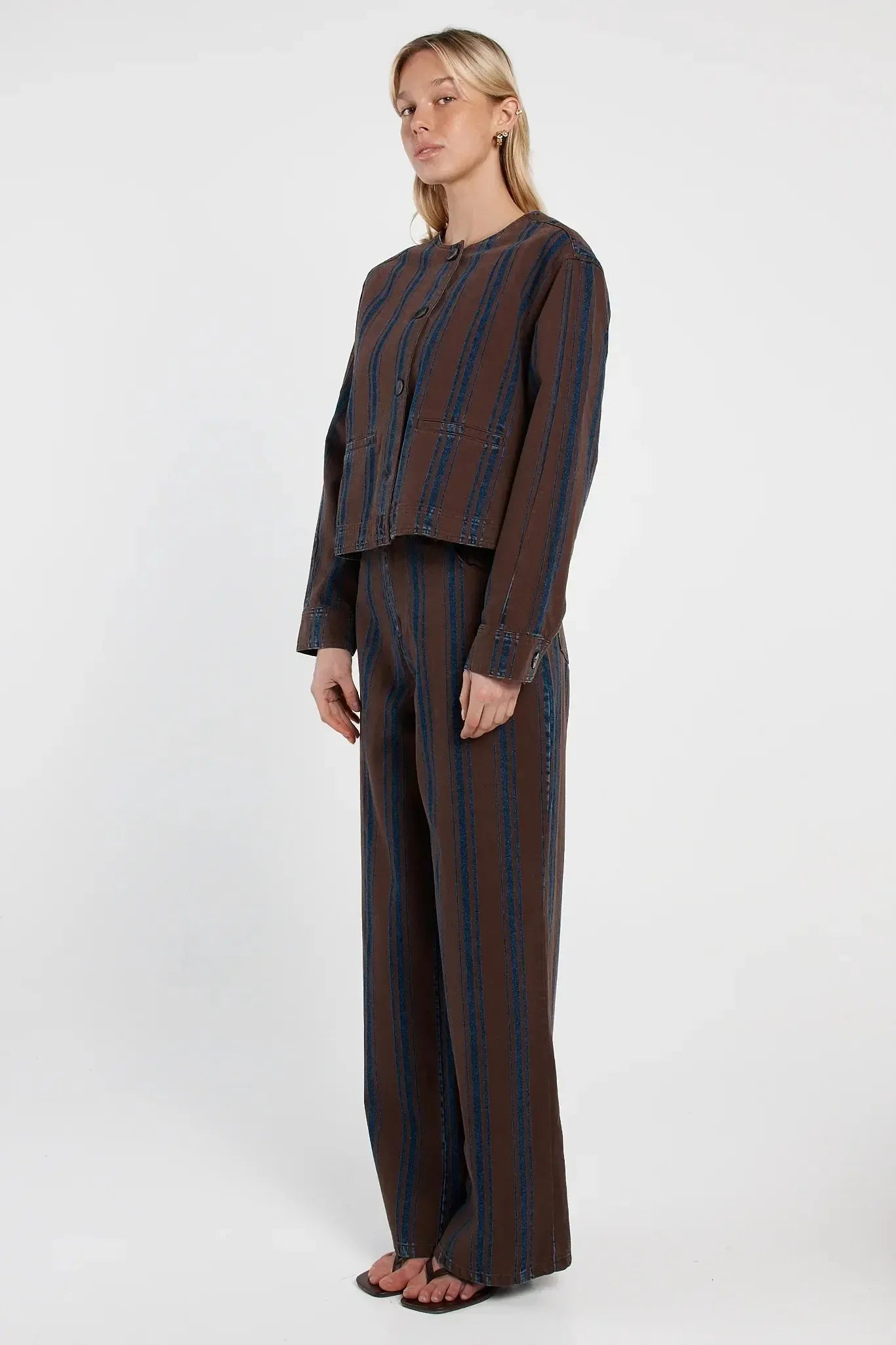 Maja Stripe Jacket - Choc/Rinse-Jackets , Coats & Vests-SASS-The Bay Room
