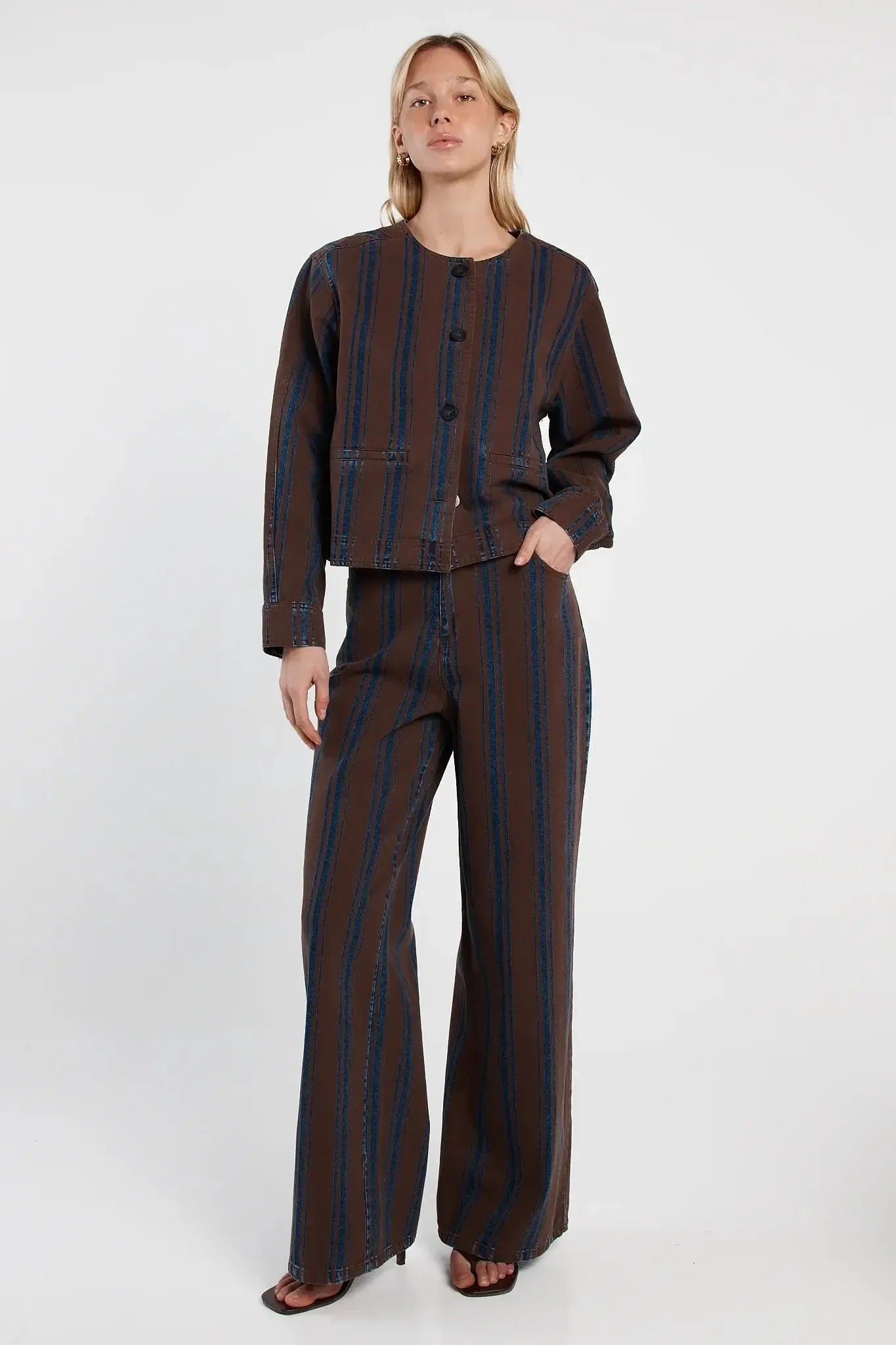 Maja Stripe Jean - Choc/Rinse-Jeans-SASS-The Bay Room