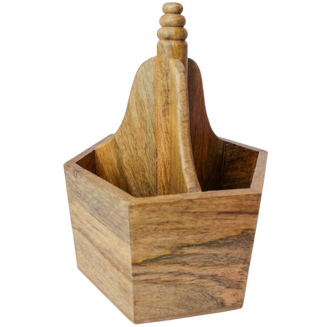 Mango Wood Cutlery Caddy 18x25cm-Dining & Entertaining-NF-The Bay Room