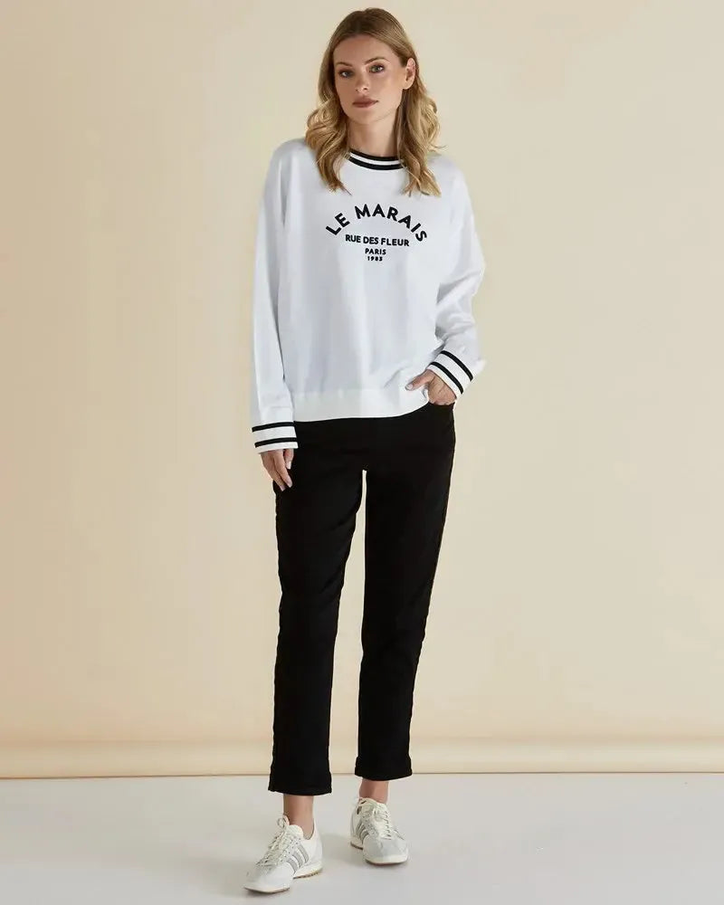 Marais Sweat - White-Knitwear & Jumpers-Betty Basics-The Bay Room