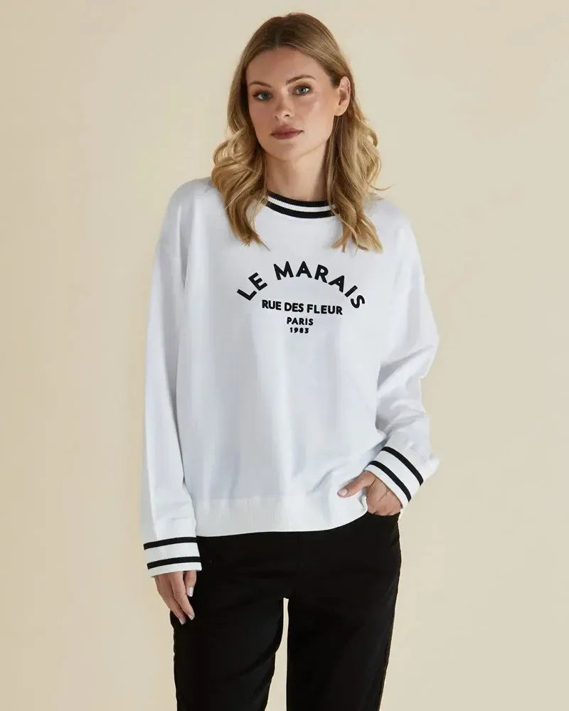 Marais Sweat - White-Knitwear & Jumpers-Betty Basics-The Bay Room