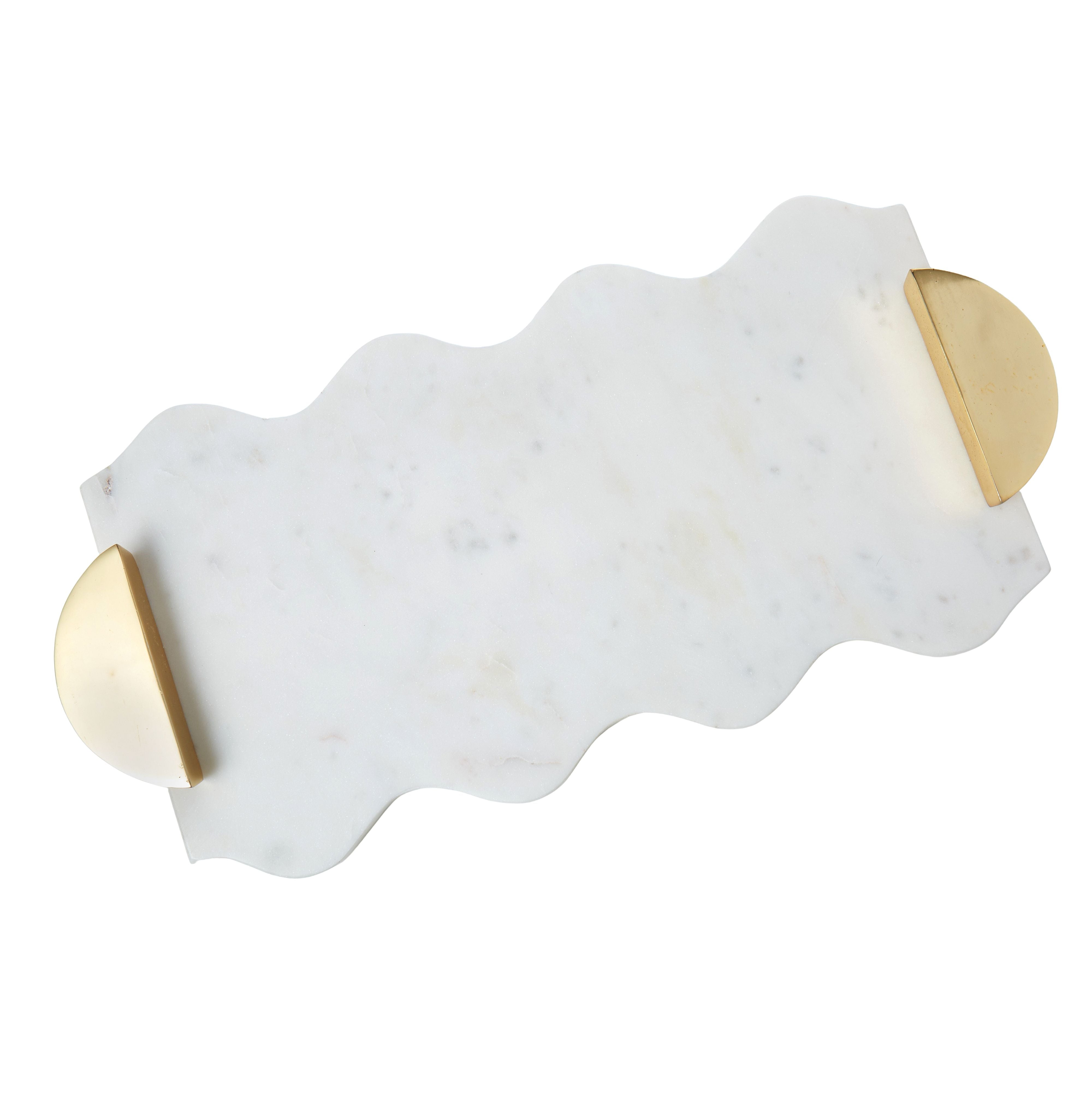 Marble Scalloped Serving Board - White/Gold-Decor Items-Amalfi-The Bay Room