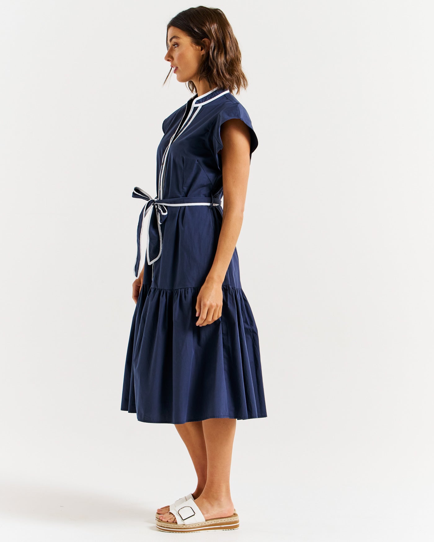 Mari Dress - Navy/White Contrast-Dresses-Betty Basics-The Bay Room