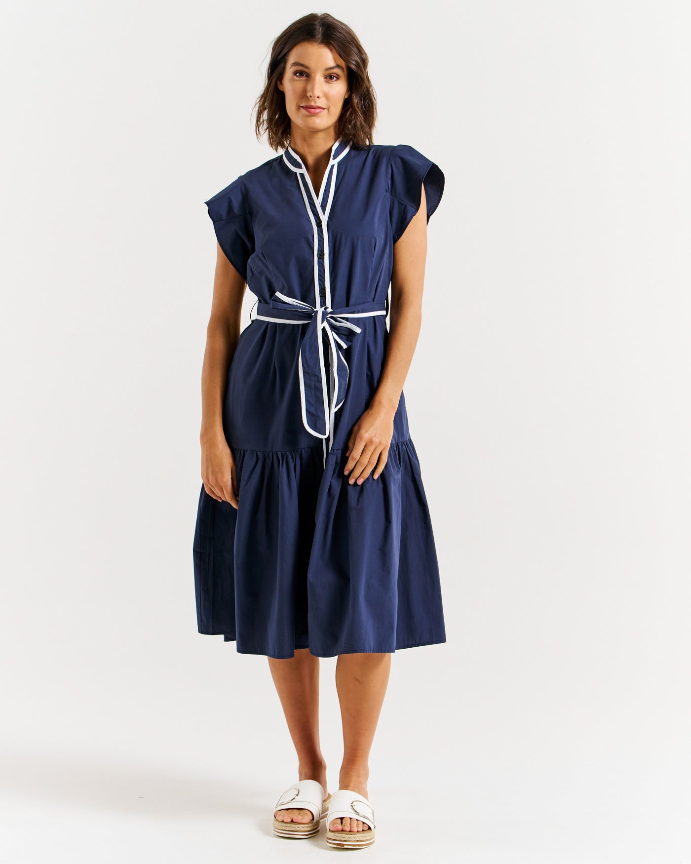 Mari Dress - Navy/White Contrast-Dresses-Betty Basics-The Bay Room