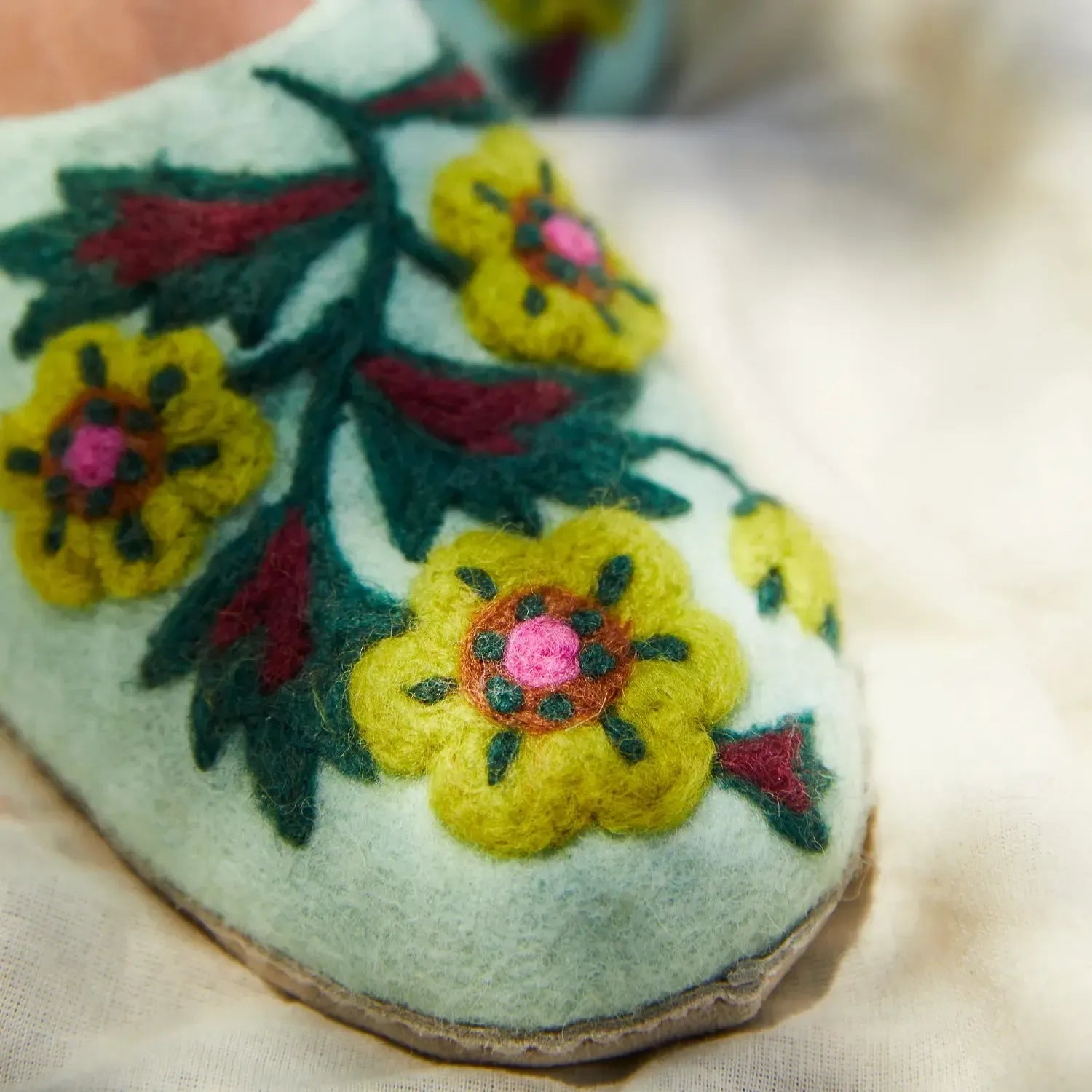 Marie Felt Slippers - Jade-Sleepwear & Robes-Sage & Clare-The Bay Room