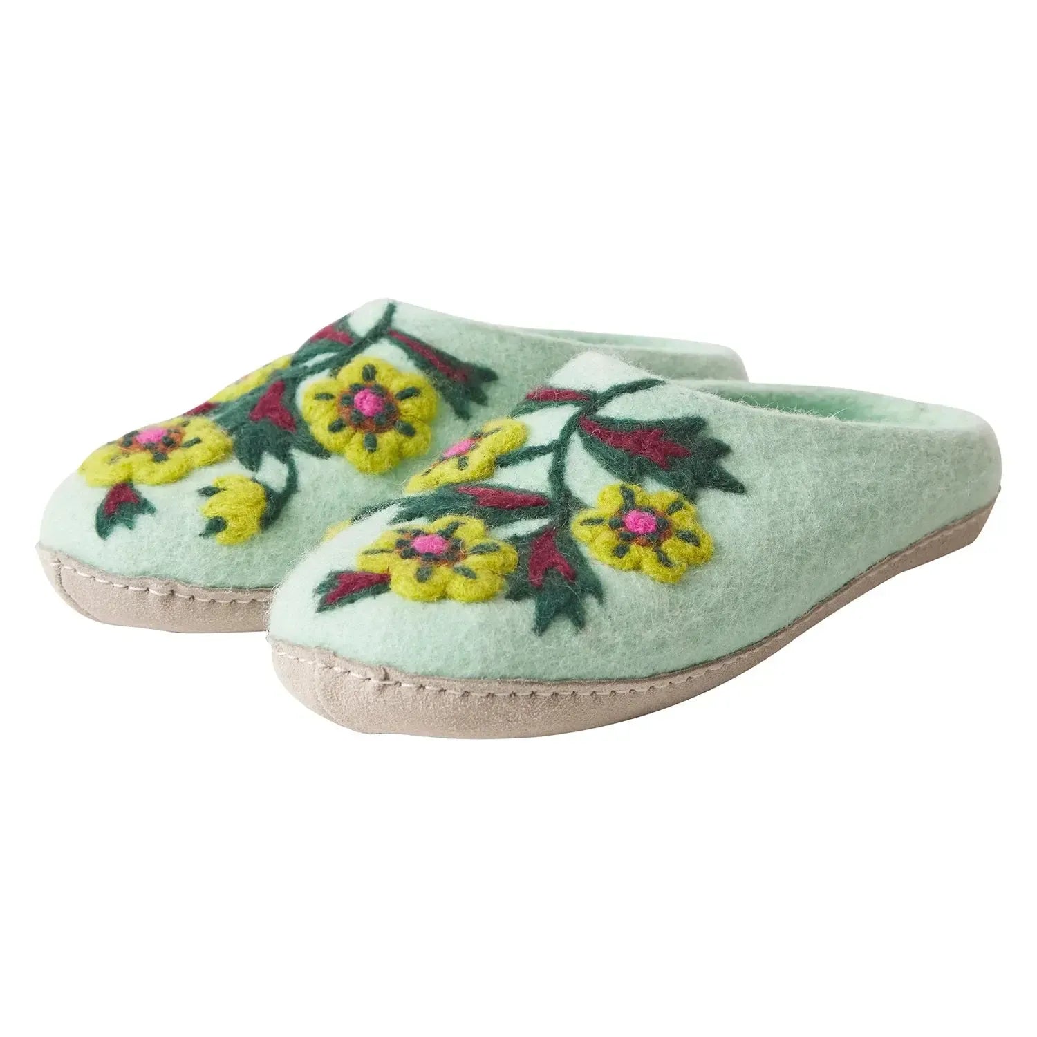 Marie Felt Slippers - Jade-Sleepwear & Robes-Sage & Clare-The Bay Room