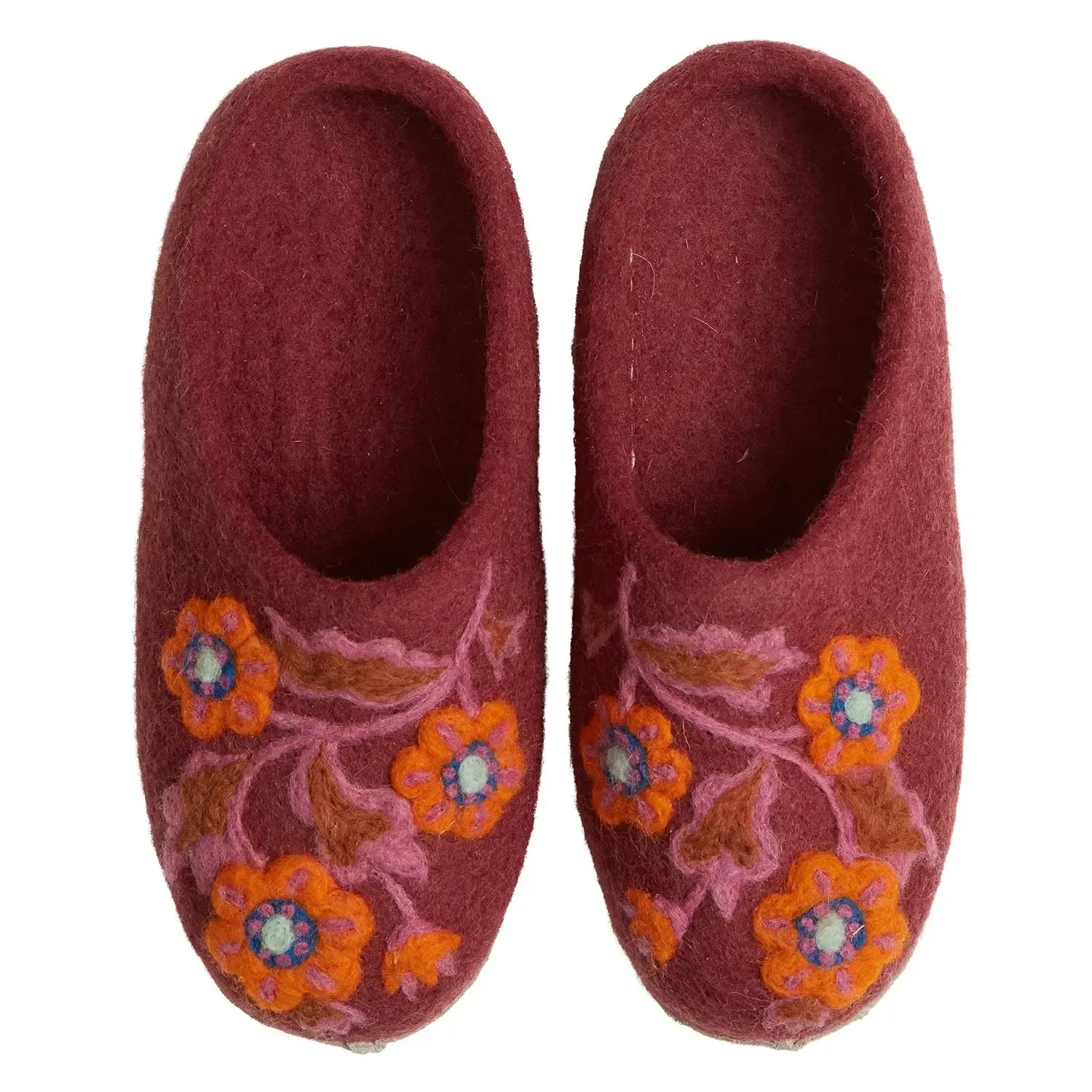 Marie Felt Slippers - Mahogany-Sleepwear & Robes-Sage & Clare-The Bay Room