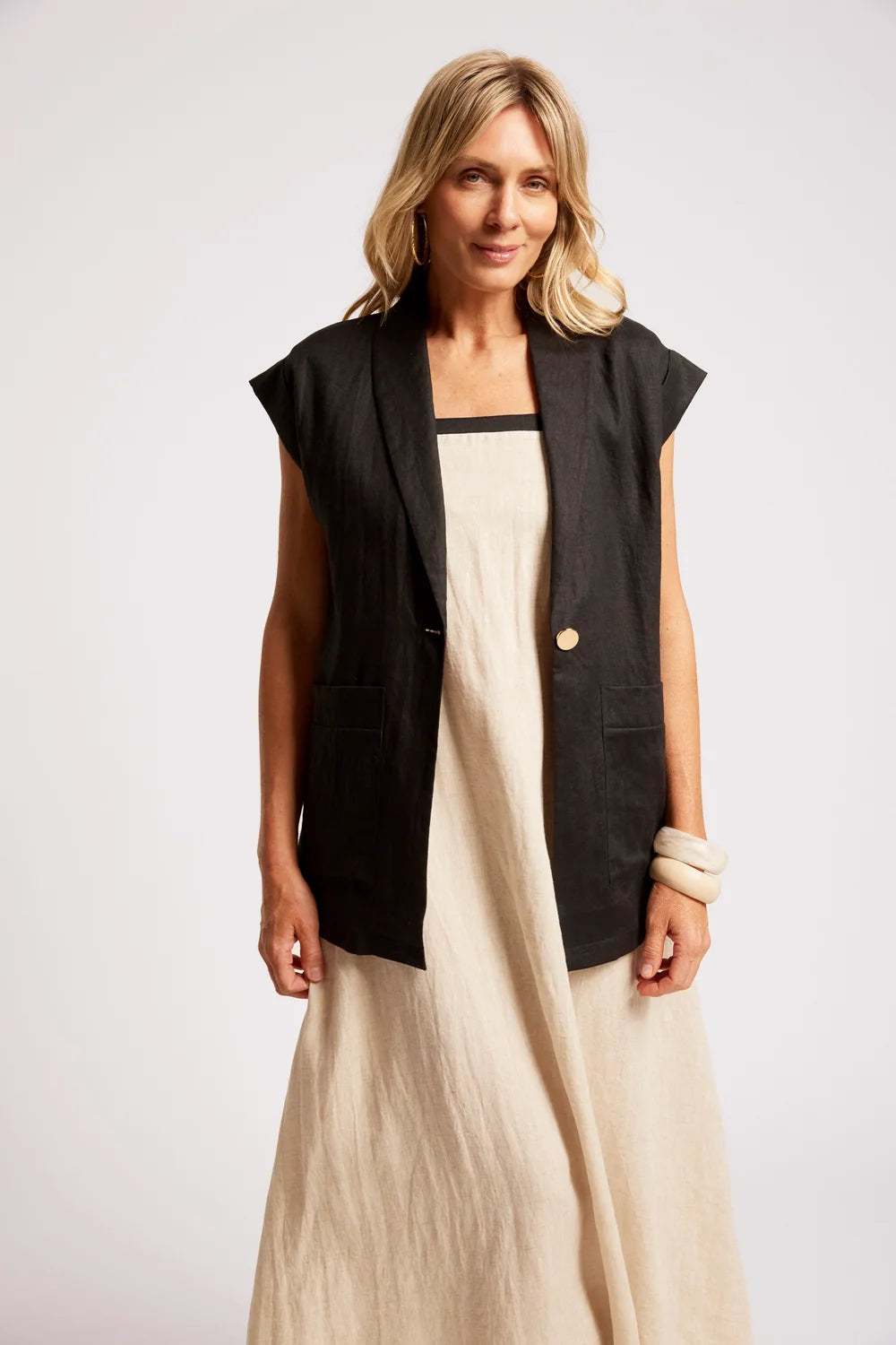 Maris Blazer Vest - Black-Jackets, Vests & Coats-Eb & Ive-The Bay Room