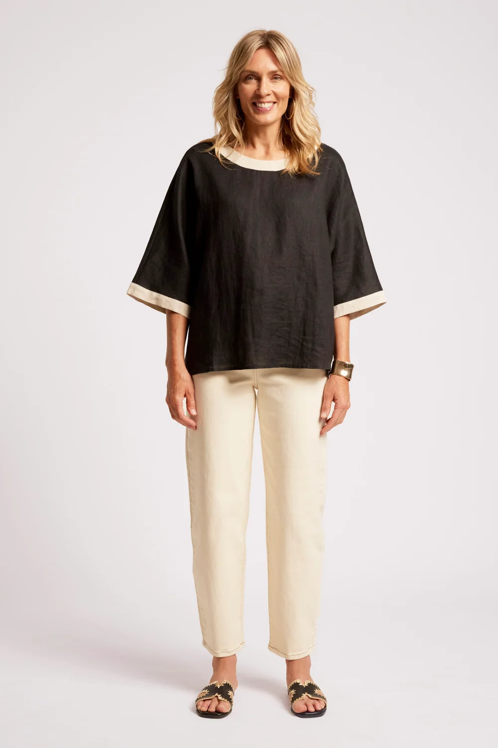 Maris Relaxed Splice Top - Black/Tusk-Tops-Eb & Ive-The Bay Room