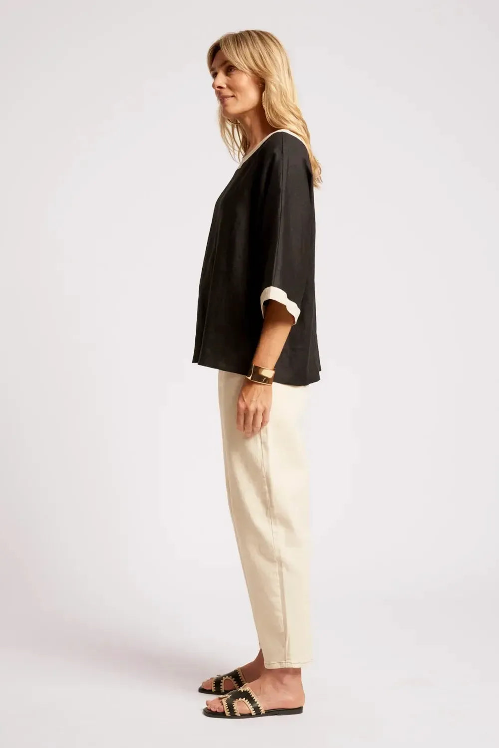 Maris Relaxed Splice Top - Black/Tusk-Tops-Eb & Ive-The Bay Room