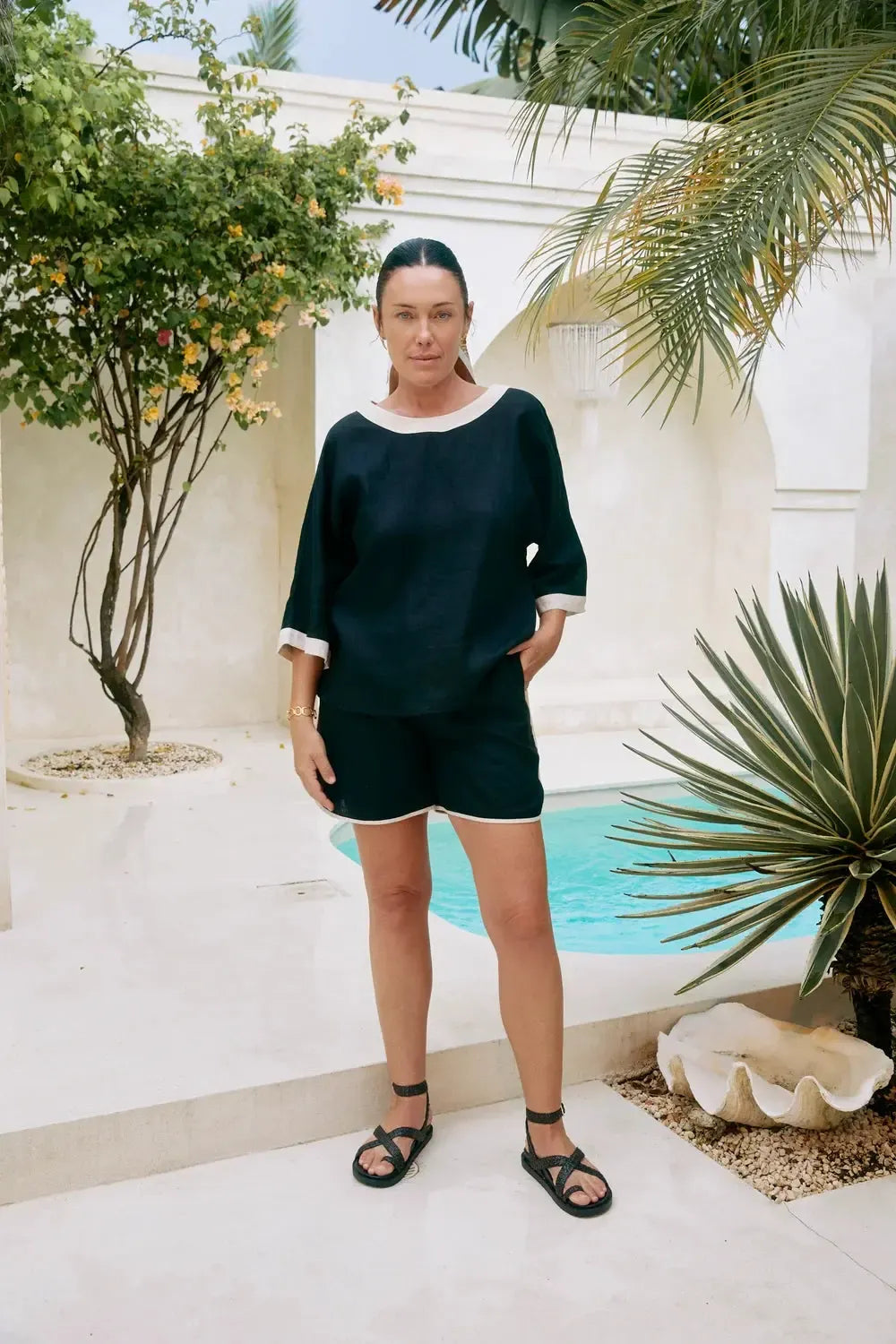 Maris Relaxed Splice Top - Black/Tusk-Tops-Eb & Ive-The Bay Room