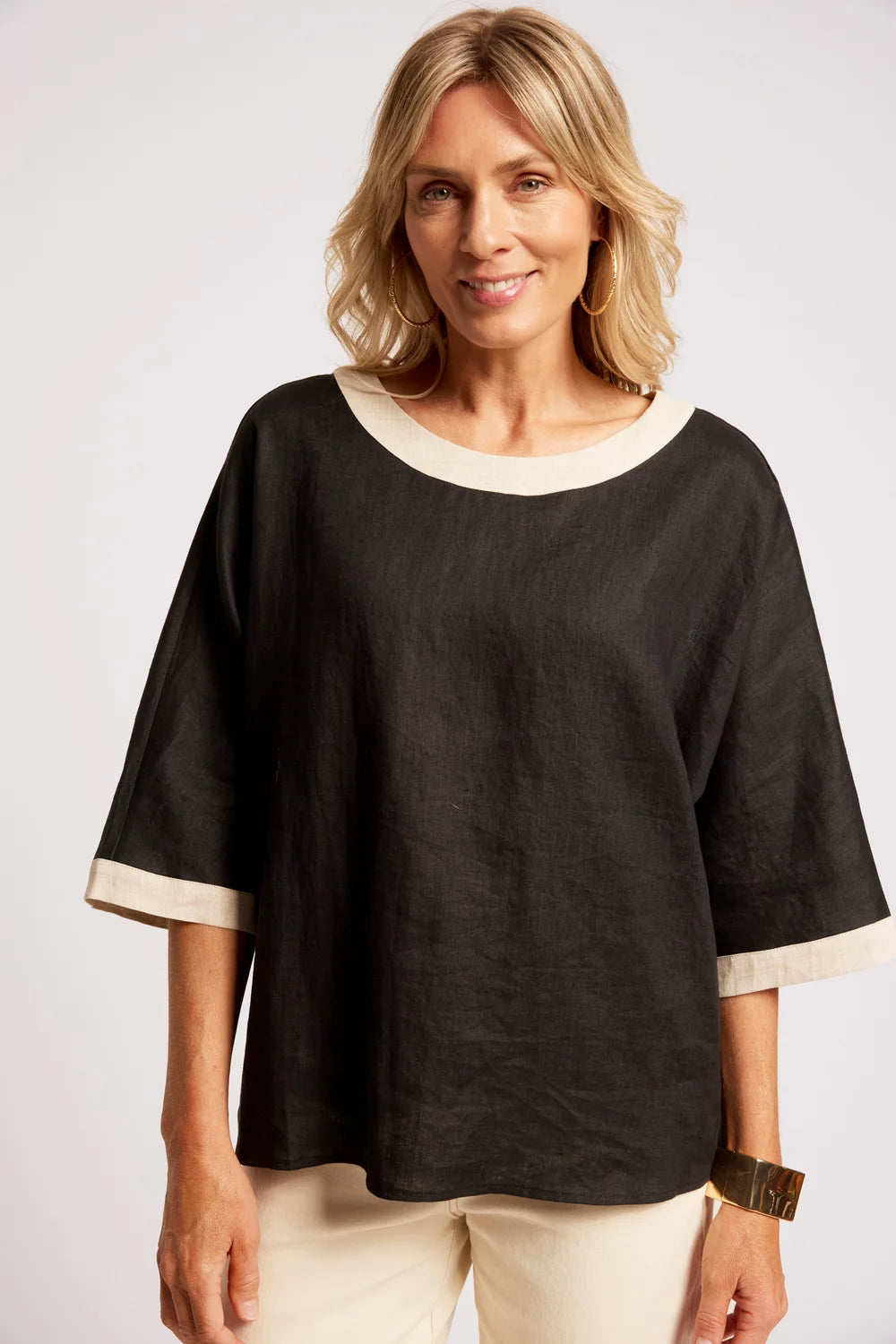 Maris Relaxed Splice Top - Black/Tusk-Tops-Eb & Ive-The Bay Room