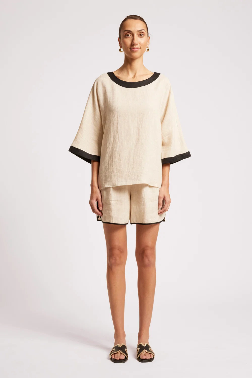 Maris Relaxed Splice Top - Tusk/Black-Tops-Eb & Ive-The Bay Room